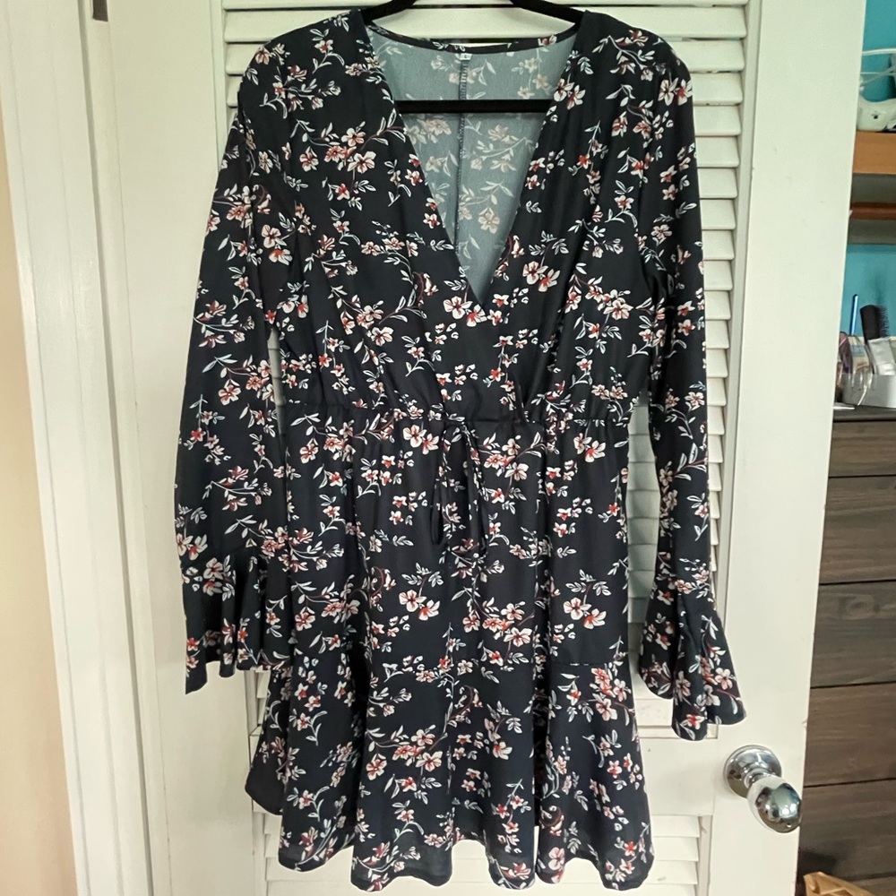 Dark Blue Floral Dress